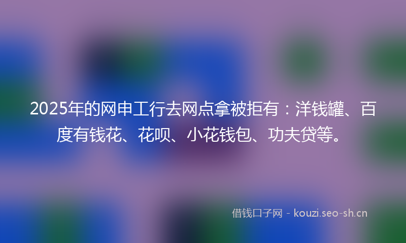2025年的网申工行去网点拿被拒有：洋钱罐、百度有钱花、花呗、小花钱包、功夫贷等。