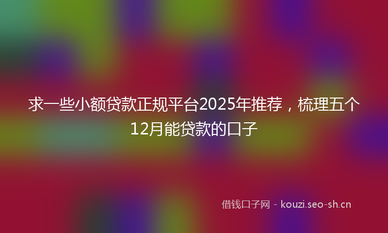 求一些小额贷款正规平台2025年推荐，梳理五个12月能贷款的口子