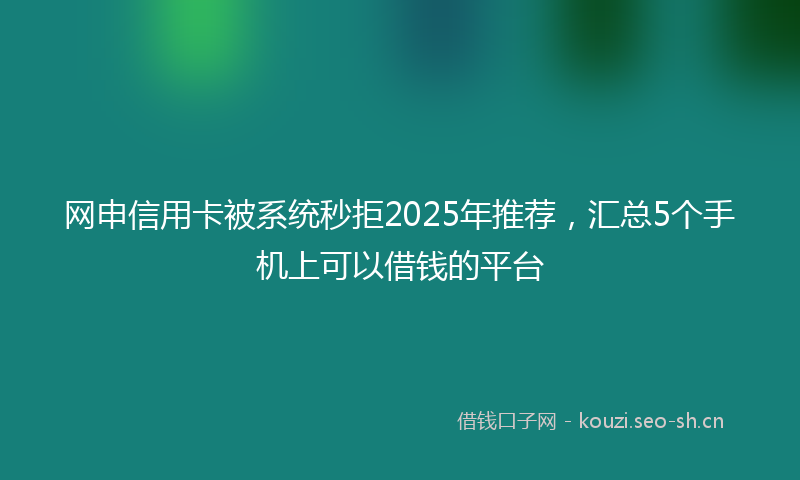 网申信用卡被系统秒拒2025年推荐，汇总5个手机上可以借钱的平台