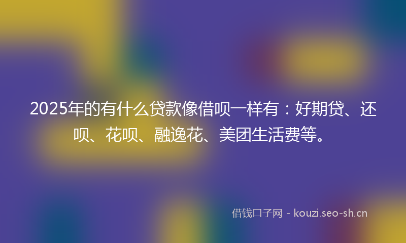2025年的有什么贷款像借呗一样有：好期贷、还呗、花呗、融逸花、美团生活费等。