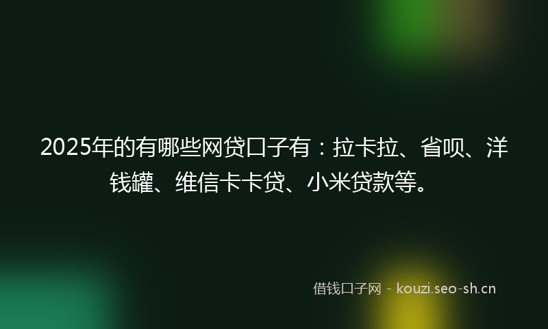 2025年的有哪些网贷口子有:拉卡拉、省呗、洋钱罐、维信卡卡贷、小米贷款等。