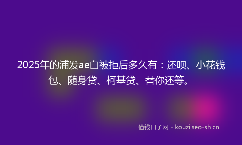 2025年的浦发ae白被拒后多久有：还呗、小花钱包、随身贷、柯基贷、替你还等。