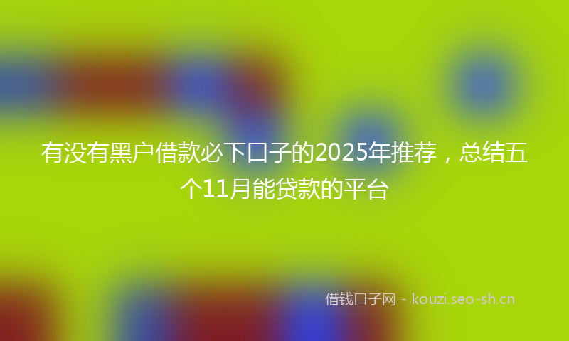 有没有黑户借款必下口子的2025年推荐，总结五个11月能贷款的平台