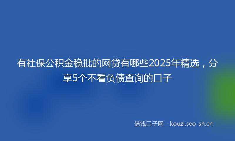 有社保公积金稳批的网贷有哪些2025年精选，分享5个不看负债查询的口子