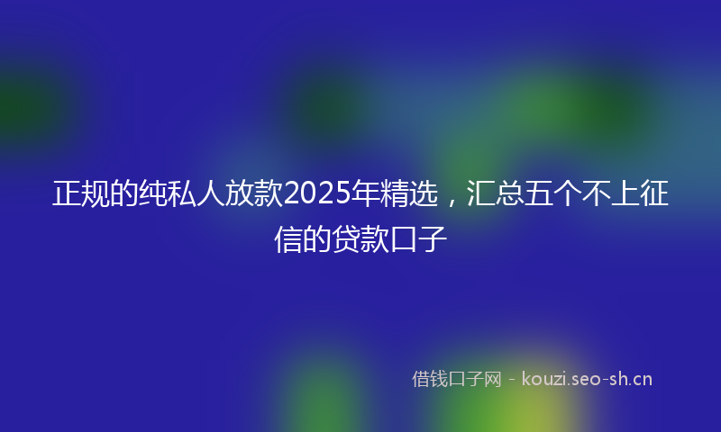 正规的纯私人放款2025年精选，汇总五个不上征信的贷款口子