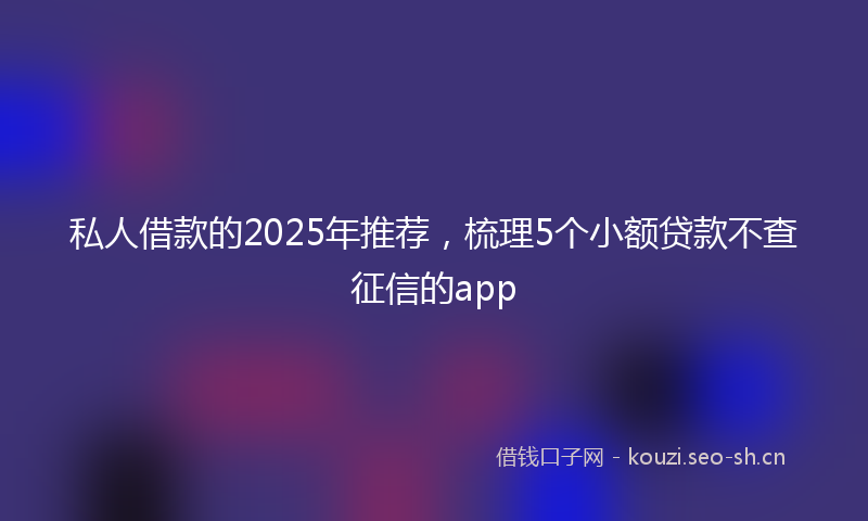 私人借款的2025年推荐，梳理5个小额贷款不查征信的app
