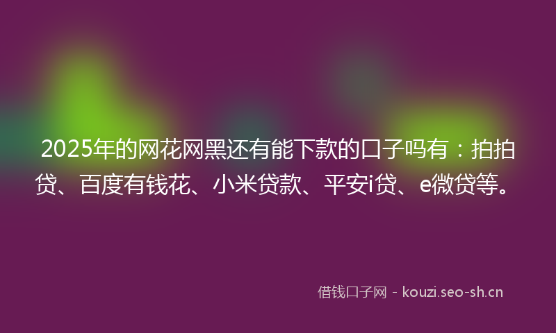2025年的网花网黑还有能下款的口子吗有：拍拍贷、百度有钱花、小米贷款、平安i贷、e微贷等。