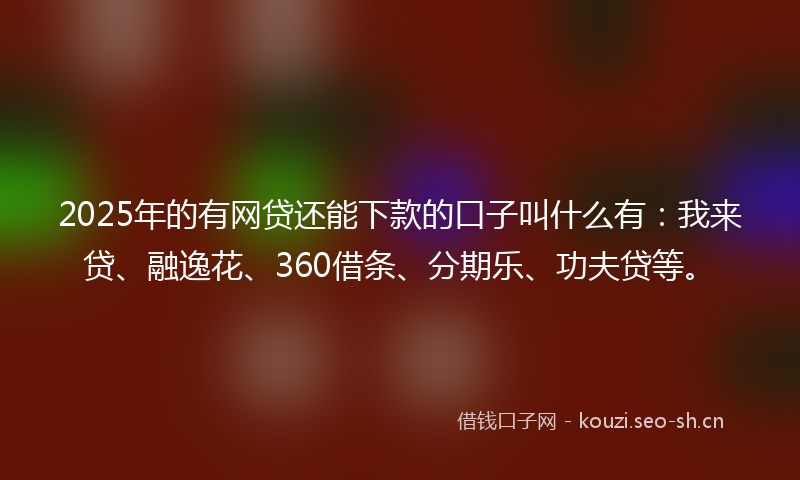 2025年的有网贷还能下款的口子叫什么有：我来贷、融逸花、360借条、分期乐、功夫贷等。