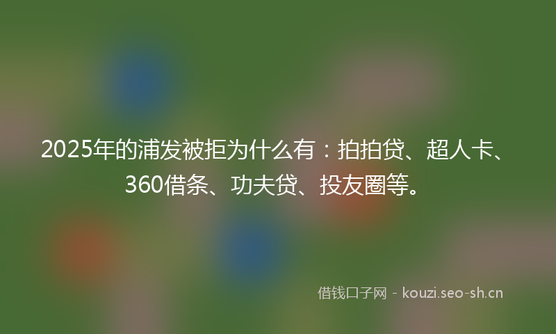 2025年的浦发被拒为什么有：拍拍贷、超人卡、360借条、功夫贷、投友圈等。