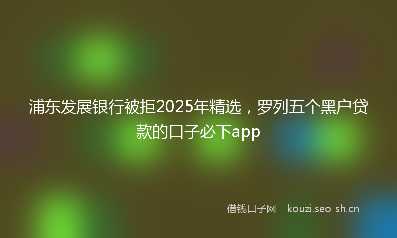 浦东发展银行被拒2025年精选，罗列五个黑户贷款的口子必下app