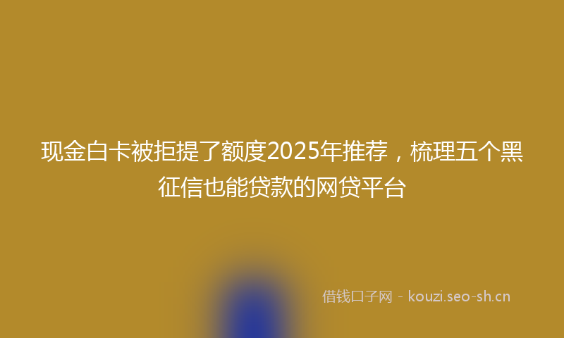 现金白卡被拒提了额度2025年推荐，梳理五个黑征信也能贷款的网贷平台
