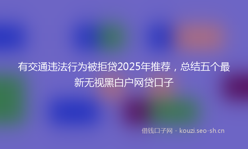有交通违法行为被拒贷2025年推荐，总结五个最新无视黑白户网贷口子