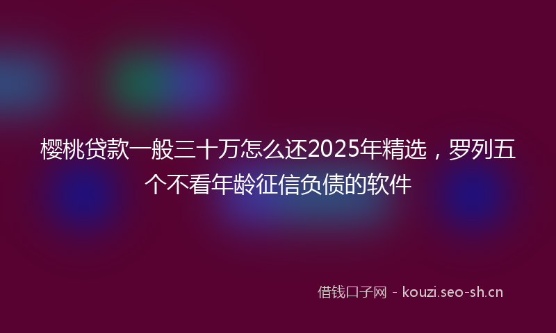 樱桃贷款一般三十万怎么还2025年精选，罗列五个不看年龄征信负债的软件