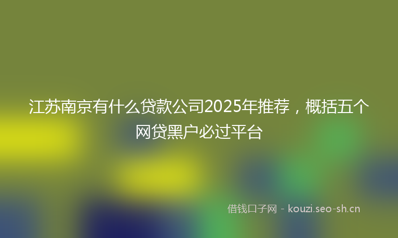 江苏南京有什么贷款公司2025年推荐，概括五个网贷黑户必过平台