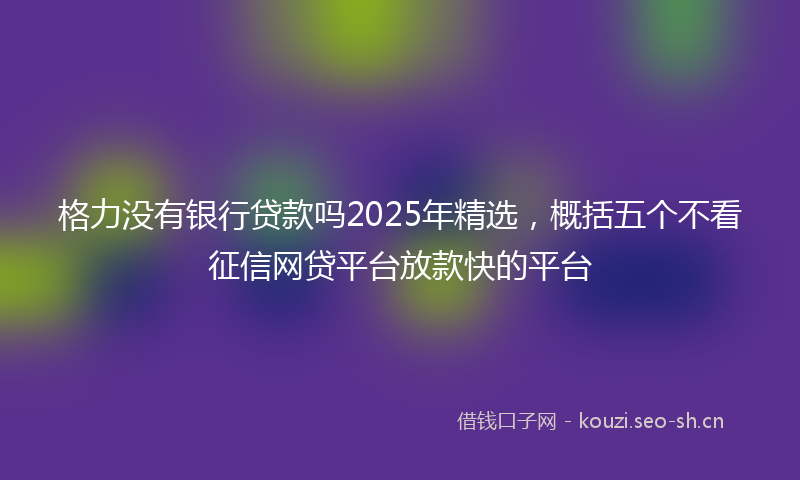格力没有银行贷款吗2025年精选，概括五个不看征信网贷平台放款快的平台