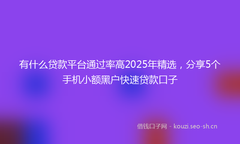 有什么贷款平台通过率高2025年精选，分享5个手机小额黑户快速贷款口子
