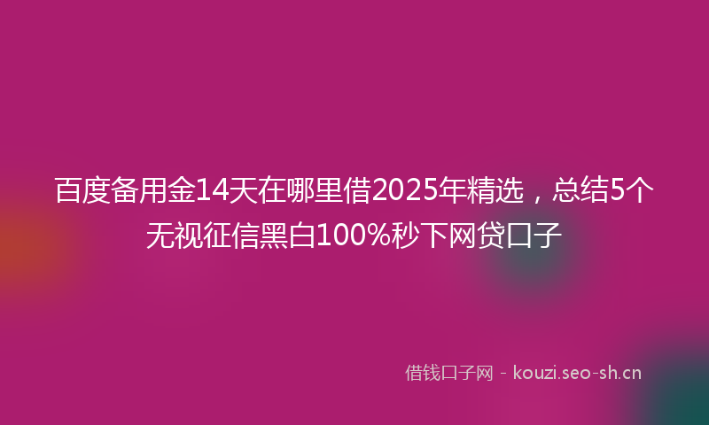 百度备用金14天在哪里借2025年精选，总结5个无视征信黑白100%秒下网贷口子