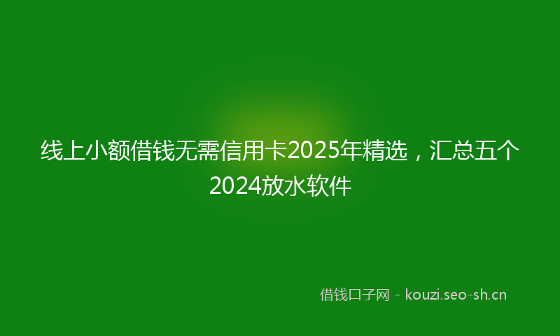 线上小额借钱无需信用卡2025年精选，汇总五个2024放水软件