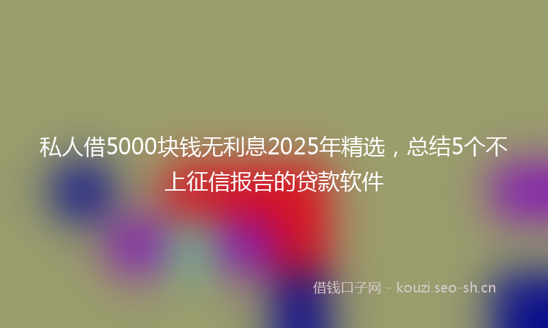 私人借5000块钱无利息2025年精选，总结5个不上征信报告的贷款软件