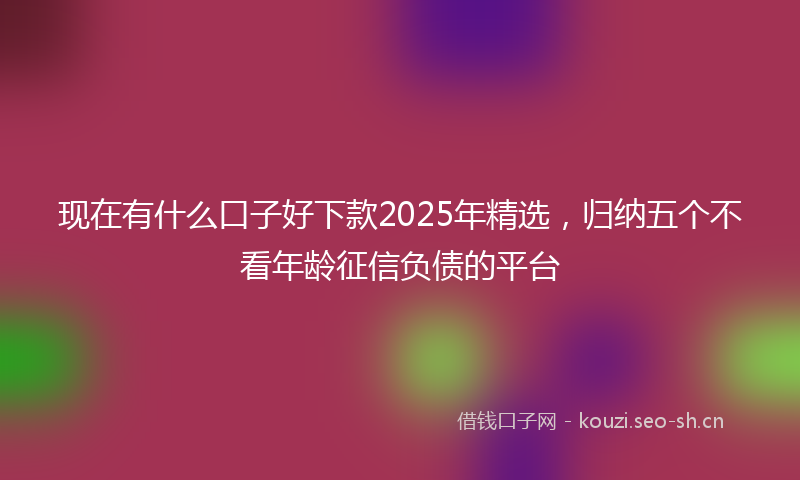 现在有什么口子好下款2025年精选，归纳五个不看年龄征信负债的平台