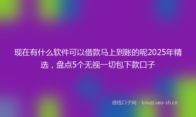 现在有什么软件可以借款马上到账的呢2025年精选，盘点5个无视一切包下款口子