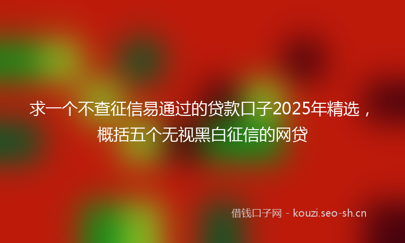 求一个不查征信易通过的贷款口子2025年精选，概括五个无视黑白征信的网贷