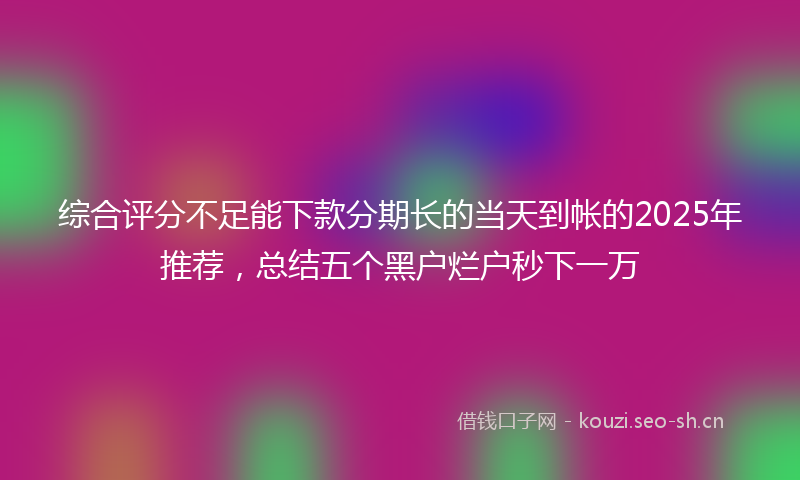 综合评分不足能下款分期长的当天到帐的2025年推荐，总结五个黑户烂户秒下一万