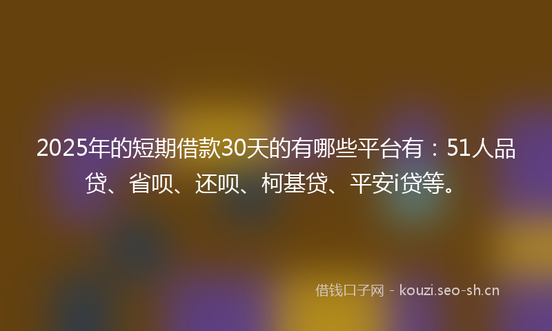 2025年的短期借款30天的有哪些平台有：51人品贷、省呗、还呗、柯基贷、平安i贷等。