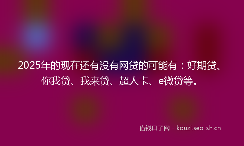 2025年的现在还有没有网贷的可能有：好期贷、你我贷、我来贷、超人卡、e微贷等。