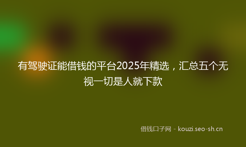 有驾驶证能借钱的平台2025年精选，汇总五个无视一切是人就下款
