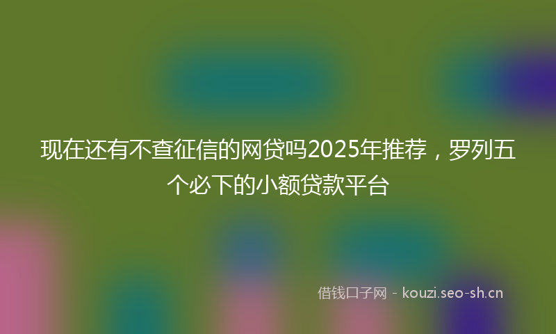 现在还有不查征信的网贷吗2025年推荐，罗列五个必下的小额贷款平台