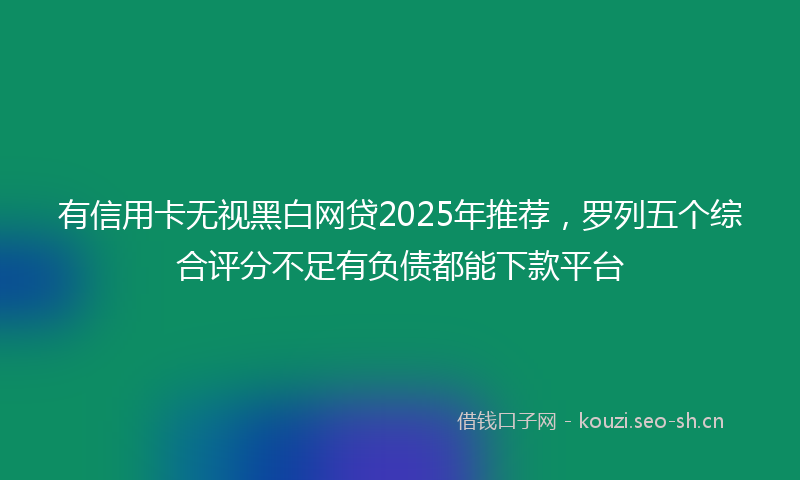 有信用卡无视黑白网贷2025年推荐，罗列五个综合评分不足有负债都能下款平台