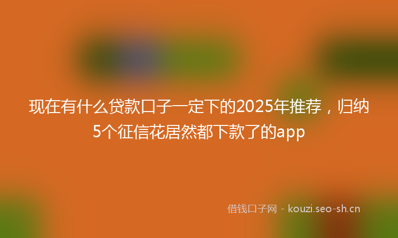 现在有什么贷款口子一定下的2025年推荐，归纳5个征信花居然都下款了的app