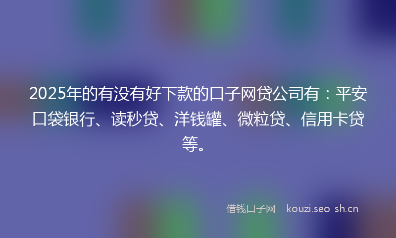 2025年的有没有好下款的口子网贷公司有：平安口袋银行、读秒贷、洋钱罐、微粒贷、信用卡贷等。