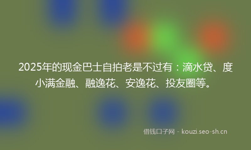 2025年的现金巴士自拍老是不过有：滴水贷、度小满金融、融逸花、安逸花、投友圈等。