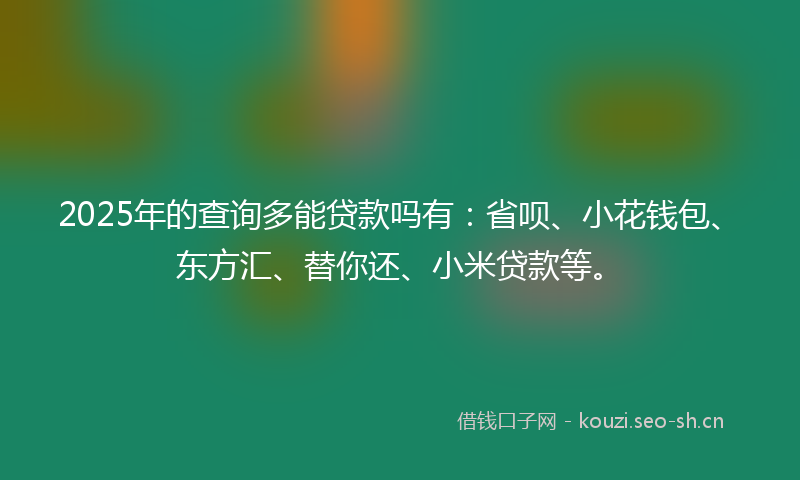 2025年的查询多能贷款吗有：省呗、小花钱包、东方汇、替你还、小米贷款等。