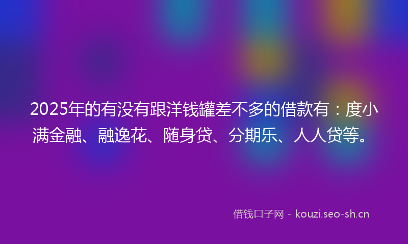 2025年的有没有跟洋钱罐差不多的借款有：度小满金融、融逸花、随身贷、分期乐、人人贷等。