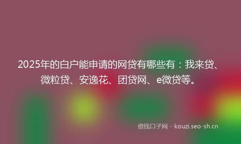 2025年的白户能申请的网贷有哪些有：我来贷、微粒贷、安逸花、团贷网、e微贷等。