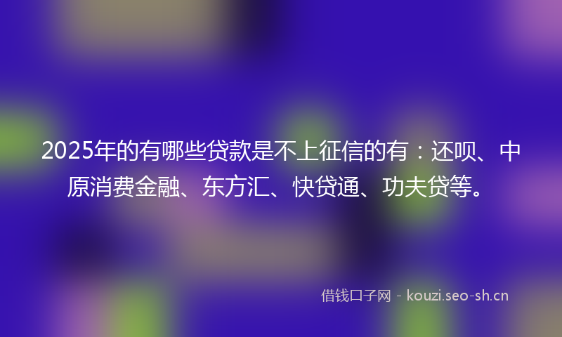 2025年的有哪些贷款是不上征信的有：还呗、中原消费金融、东方汇、快贷通、功夫贷等。