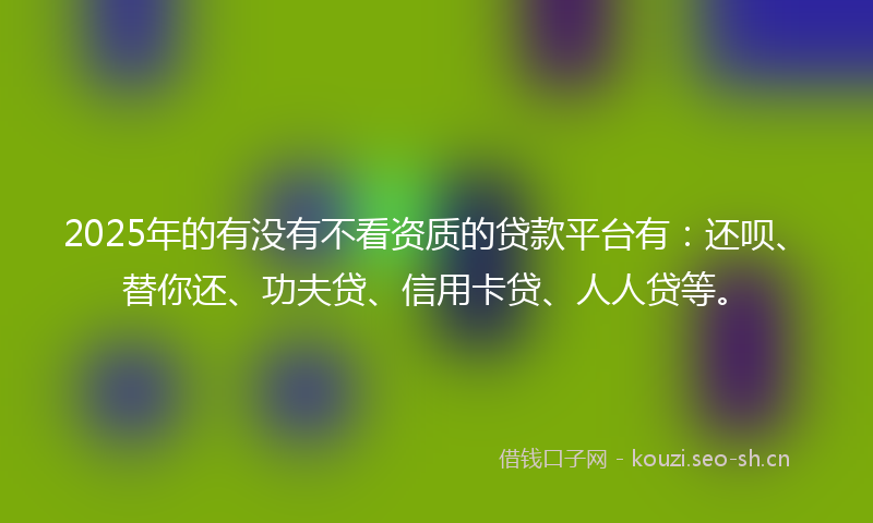 2025年的有没有不看资质的贷款平台有：还呗、替你还、功夫贷、信用卡贷、人人贷等。