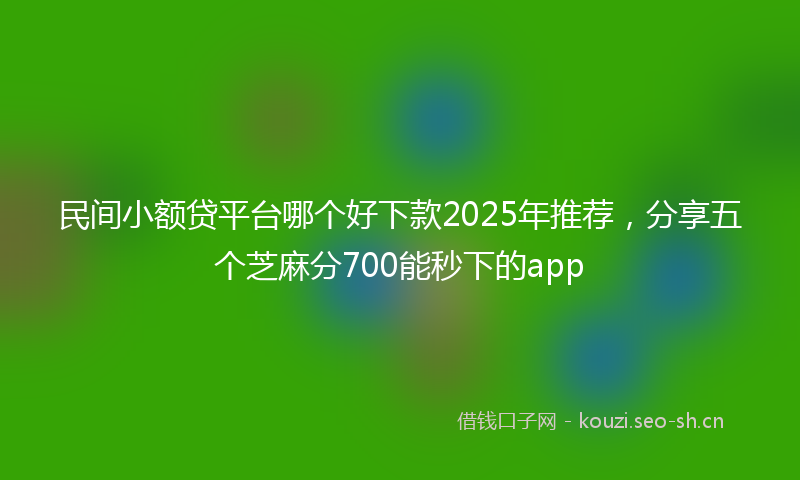 民间小额贷平台哪个好下款2025年推荐，分享五个芝麻分700能秒下的app