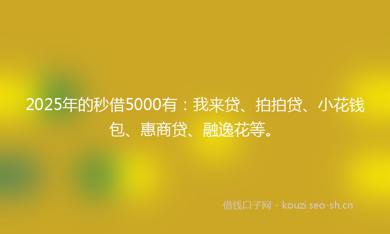 2025年的秒借5000有：我来贷、拍拍贷、小花钱包、惠商贷、融逸花等。
