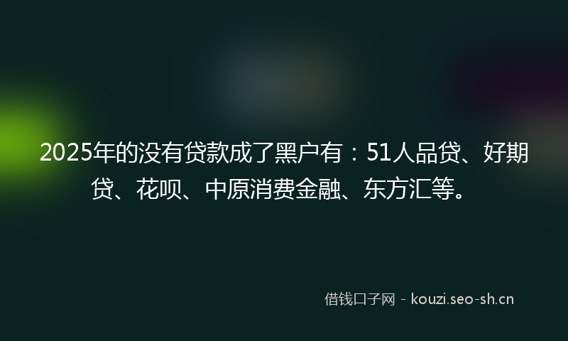 2025年的没有贷款成了黑户有：51人品贷、好期贷、花呗、中原消费金融、东方汇等。