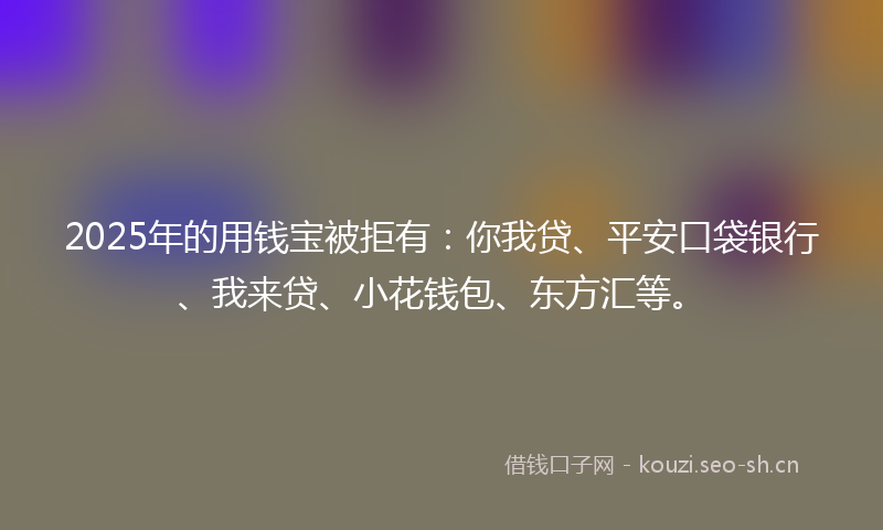2025年的用钱宝被拒有：你我贷、平安口袋银行、我来贷、小花钱包、东方汇等。