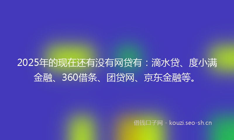 2025年的现在还有没有网贷有:滴水贷、度小满金融、360借条、团贷网、京东金融等。