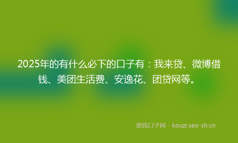 2025年的有什么必下的口子有：我来贷、微博借钱、美团生活费、安逸花、团贷网等。