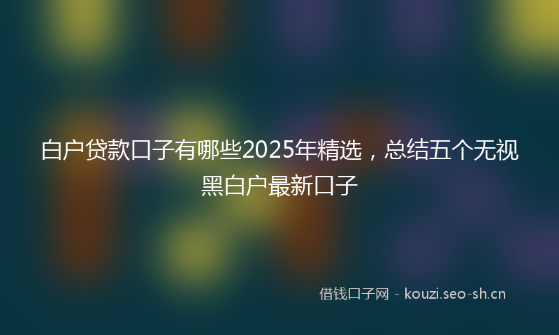 白户贷款口子有哪些2025年精选，总结五个无视黑白户最新口子