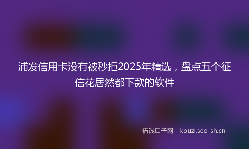 浦发信用卡没有被秒拒2025年精选，盘点五个征信花居然都下款的软件