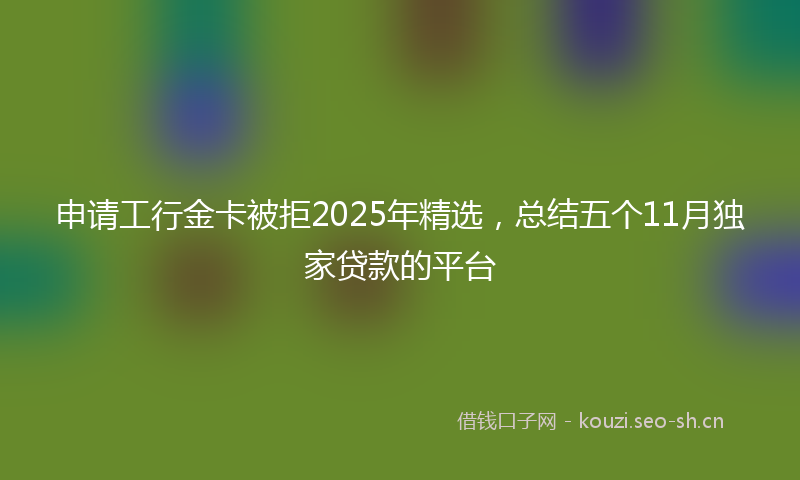 申请工行金卡被拒2025年精选，总结五个11月独家贷款的平台