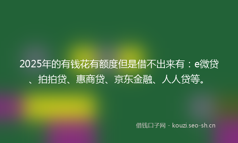 2025年的有钱花有额度但是借不出来有：e微贷、拍拍贷、惠商贷、京东金融、人人贷等。